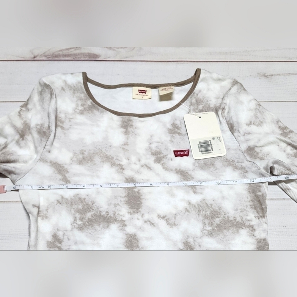 Levi's Rib-Knit Honey Tie Dye Long Sleeve Logo Tee Small - New With Tags - Picture 6 of 8